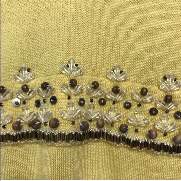 Vintage J. Crew beaded double v-neck sleeveless wool sweater XS - Picture 4 of 8